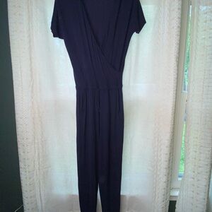 BODEN Chic All in One Navy Blue Wide Leg Jumpsuit Size 4R Sleeveless Pockets